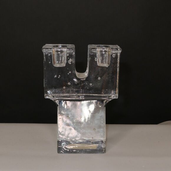 NWOT Dansk Brutalist Double Taper Candle Holder Ice Bubbles Knick On The Bottom - Picture 2 of 10